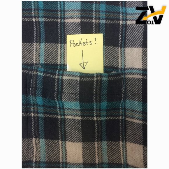 Men's Blue Plaid Alpine Lakes Flannel Shirt Size M Medium - Picture 4 of 12